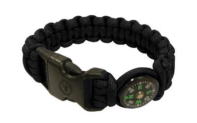 Survival Bracelet 8 inch w/ Compass, Black